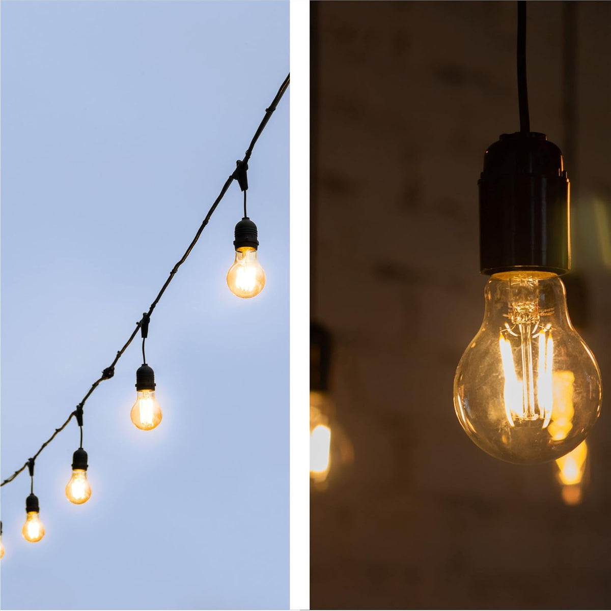 TEKLED® A60 Filament Vintage LED Bulbs | E27 Edison Screw | Energy Saving 6.5W Light Bulb 60W Equivalent | DIMMABLE Clear 2700K 806LM | 2-Pack | Warm White