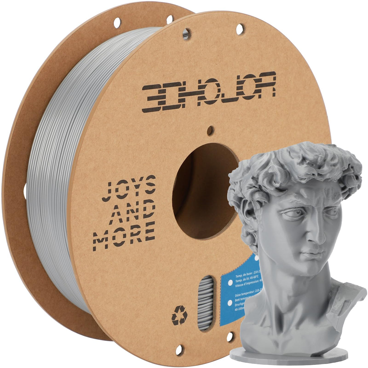 3DHoJor PLA+ PLA Plus Filament 1.75mm 1kg(2.2lbs) for 3D Printers,Yellow