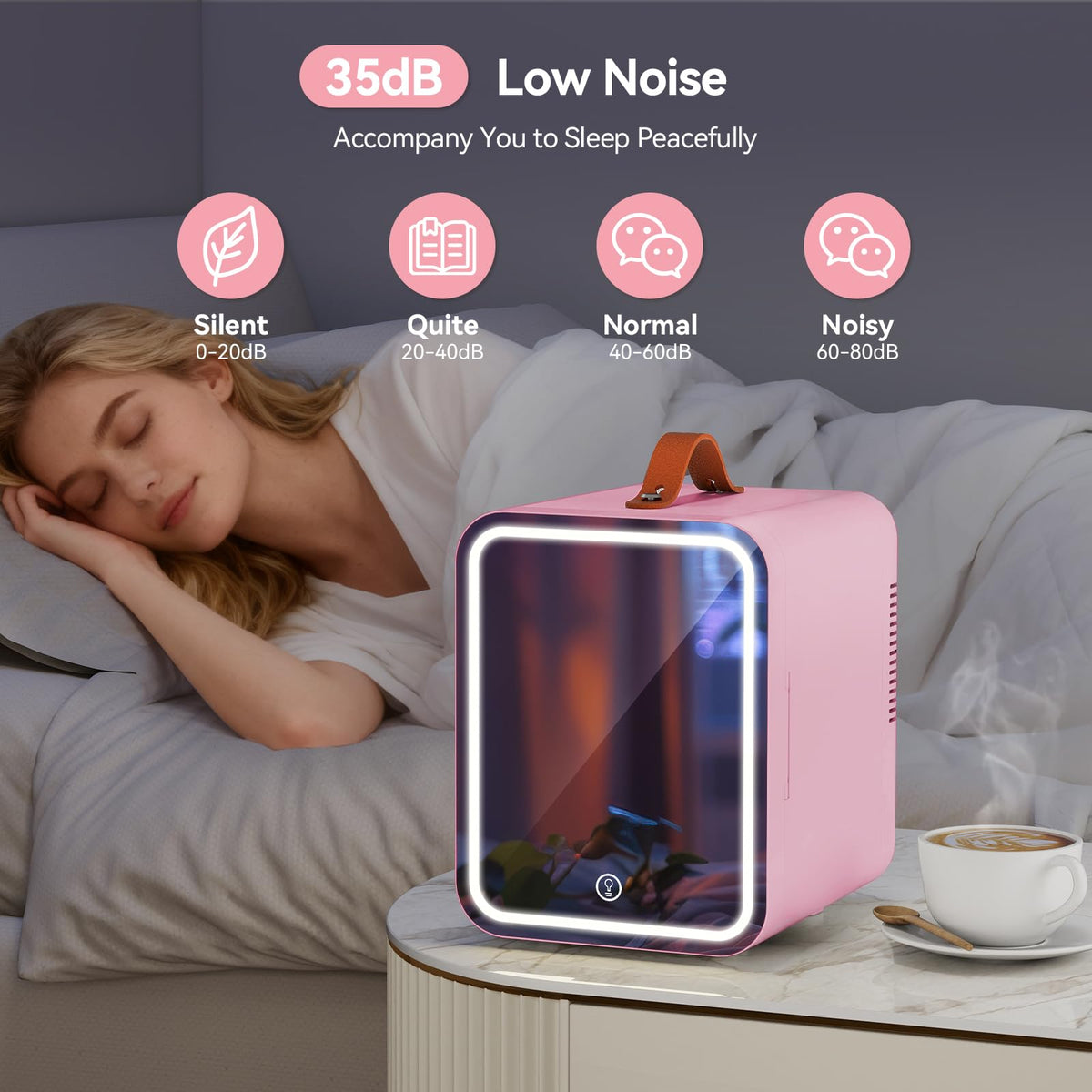 4 Liter Mini Fridge for Bedrooms, Portable Beauty Refrigerator