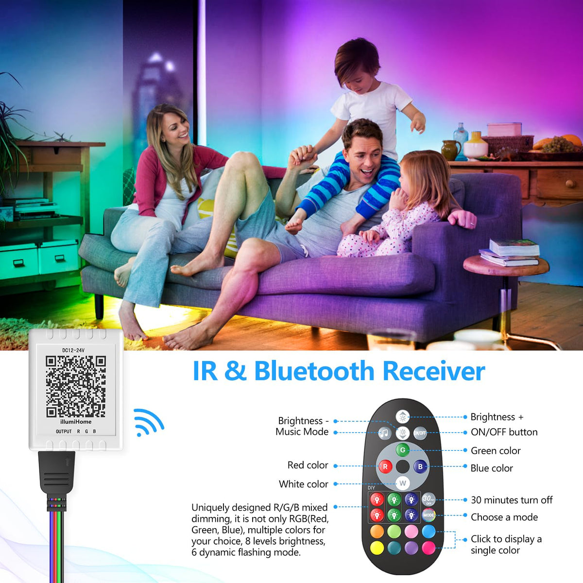 Mexllex LED Strip Lights 10M (1X10M) APP Control Colour Changing LED Lights with Remote, Music Sync Built-in Mic, SMD RGB Light Strips RGB LED Strip, Led Lights for Bedroom Home Decoration