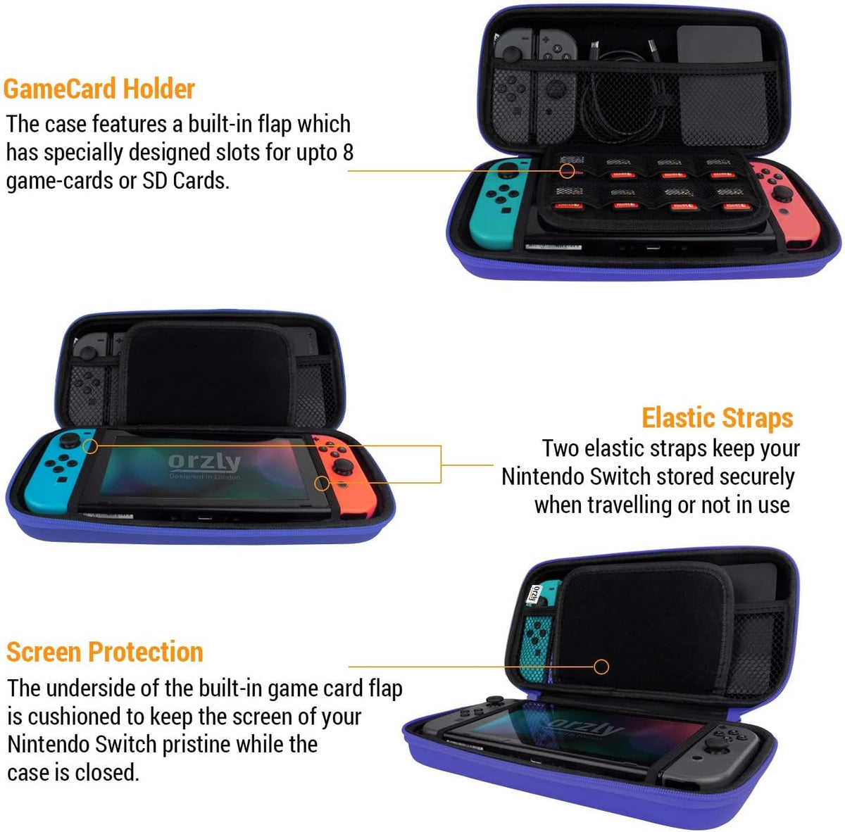Orzly Carry Case for Nintendo Switch Lite Protective Hard Shell Portable Travel Carry Case with Storage for Accessories & Game Cartridges (Red & White)