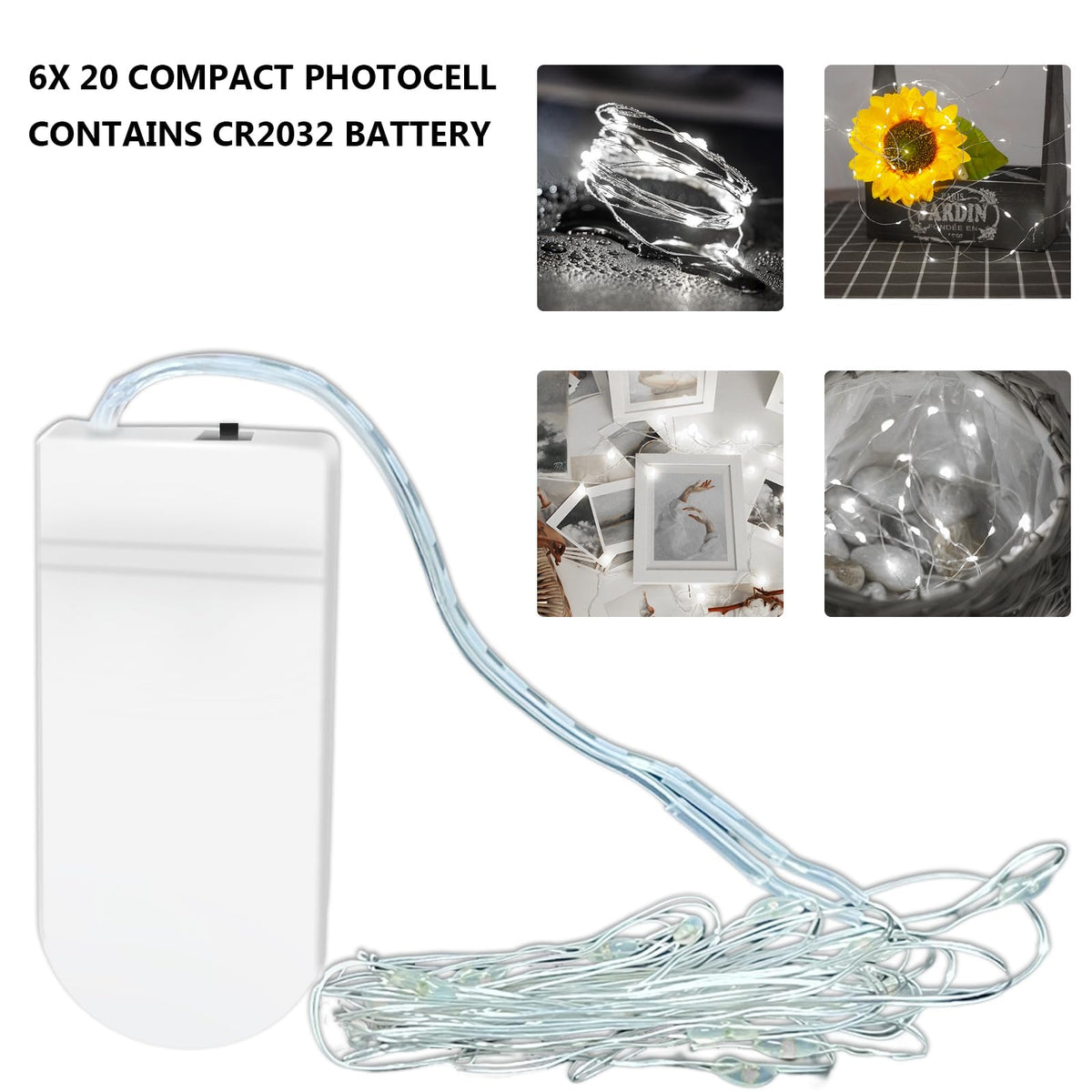 Jsdoin Fairy Lights, 6 Pack 2m 20 Led Battery Operated String Lights Copper Wire Light for Indoor Outdoor Lighting, Bedroom, Wedding Decor, Party, Christmas, Tree Decoration (Warm White)