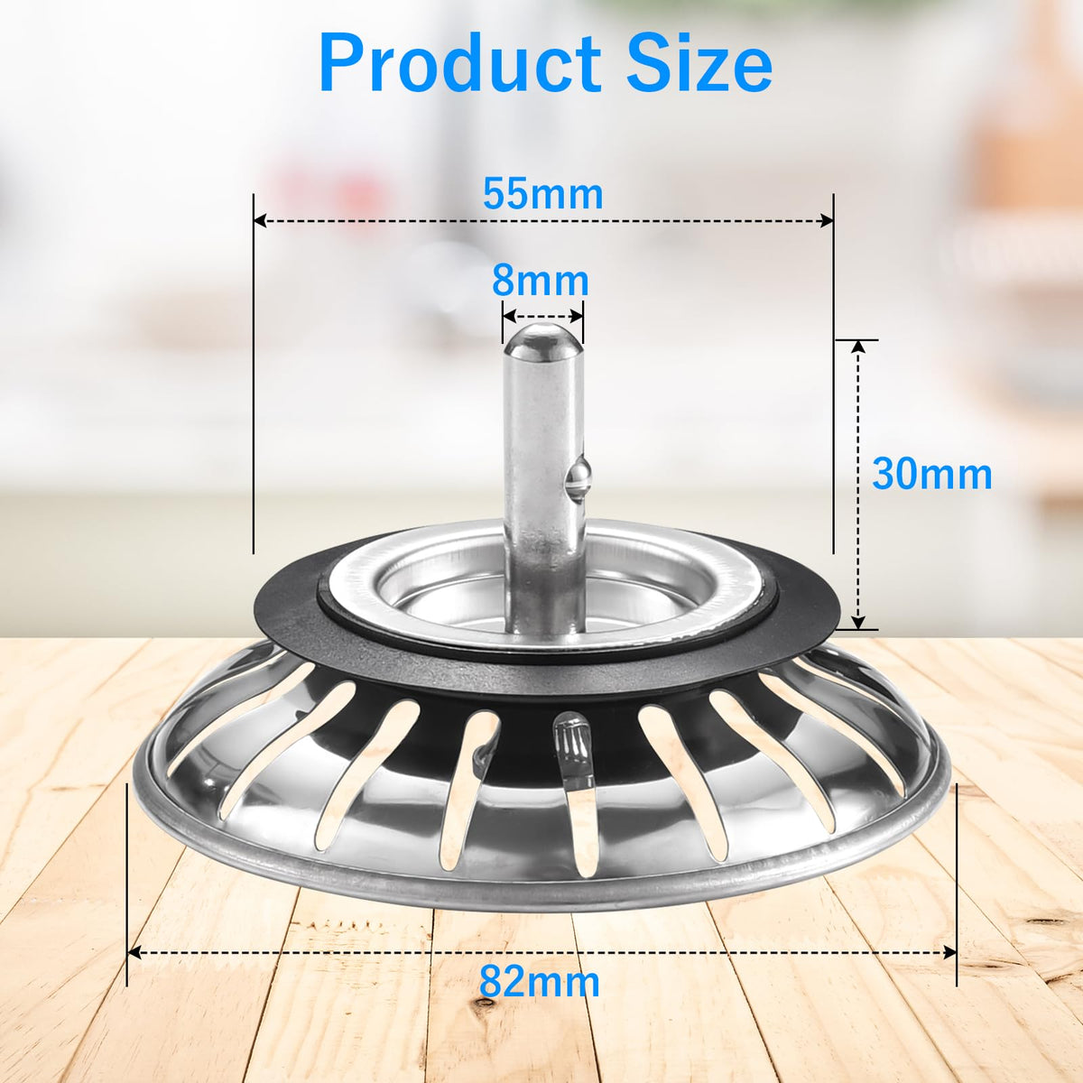 Upgraded Kitchen Sink Plug Strainer Stainless Steel Strainers Sink Plugs Replacement Drain Stopper for Food/Hair Catcher - UK Sinks Hole Diameter (78mm)