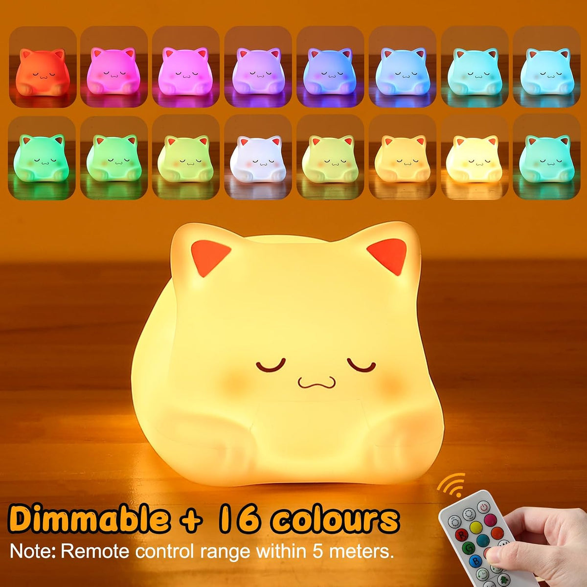 ZKLiLi Cat Night Light for Kids,Cute Night Lamp for Nursery,Squishy Silicone Touch Lights Portable, Gift for Birthday and Christmas for Kids Baby Children (Battery Cat)