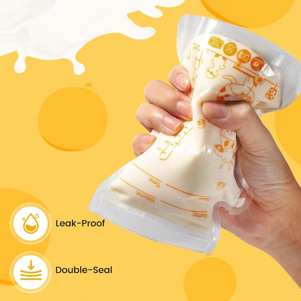 Oderra 250/180ml Breast Milk Storage Bags 50/ 100PCS- Pre-Sterilized Freezer-Safe Breastmilk Bags with Built-In Pour Spout, Double Zip Seal, Hospital Bag Maternity Essentials