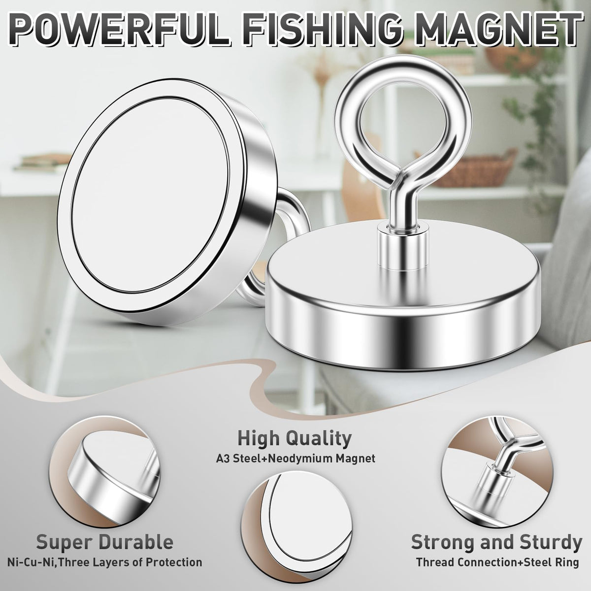 FINDMAG 82kg Pulling Strong Fishing Magnet for Retrieving in River (D45)