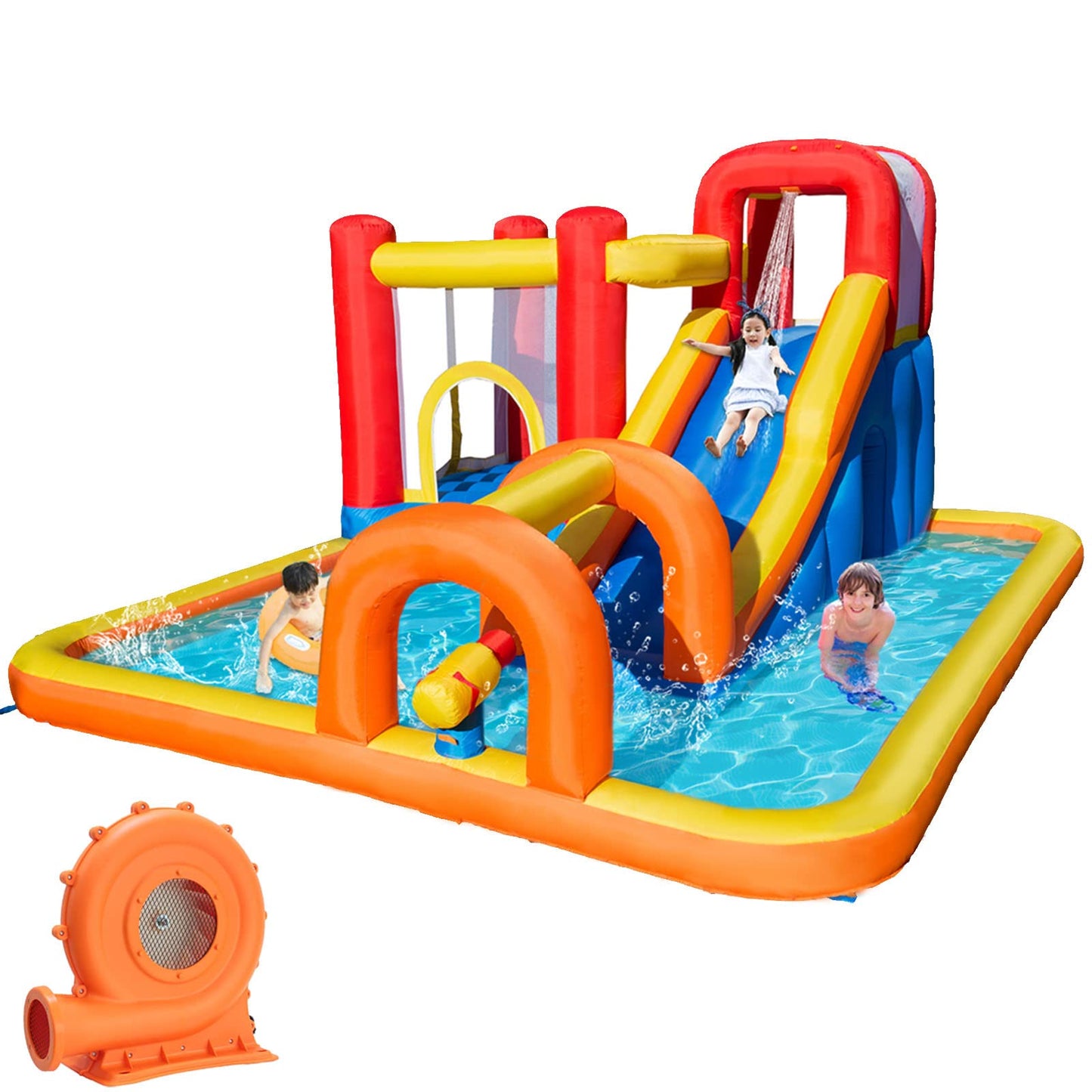 Baralir 7-in-1 Kids Inflatable Bouncy Castle with Blower — 371x351x188cm | Ages 3-10