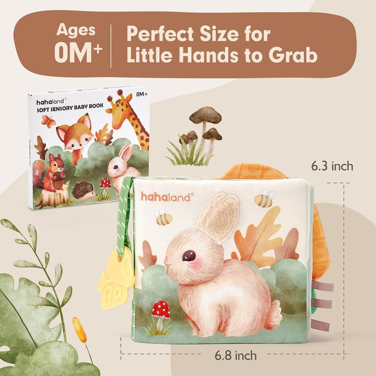 hahaland Baby Books 0-6 Months, Soft Cloth Newborn Books Toy for Babies