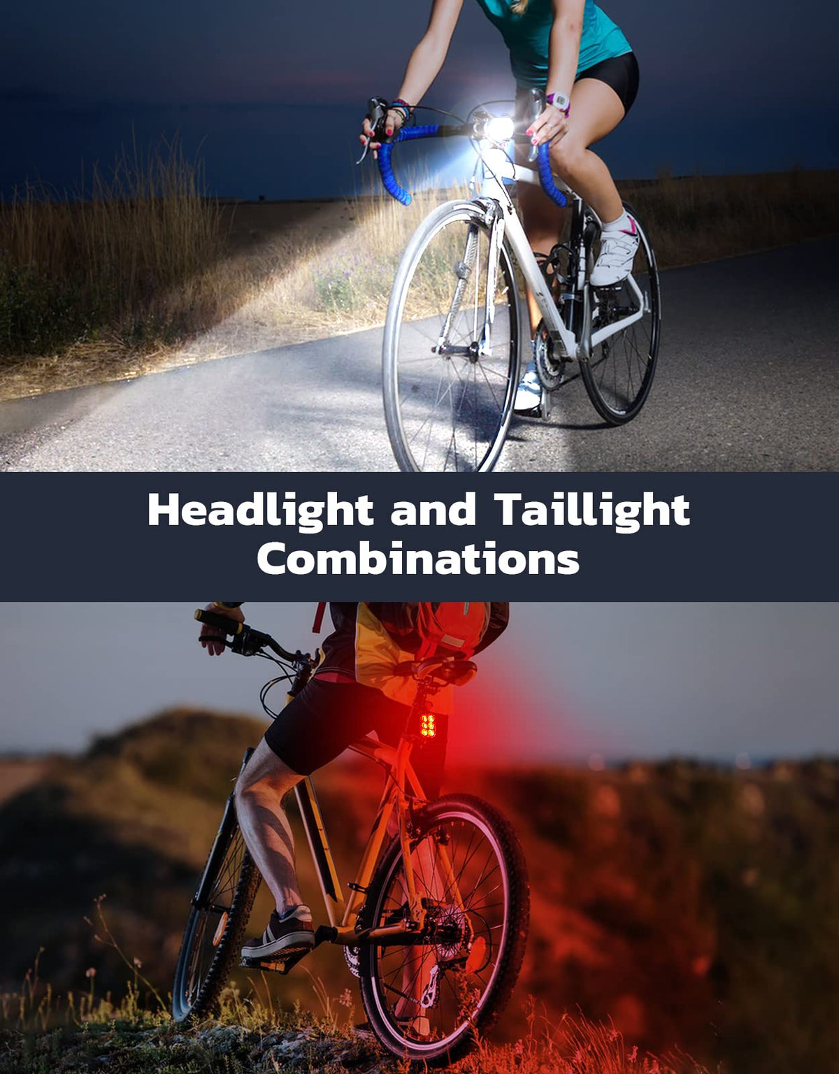 Glangeh Bike Lights Ultra Slim, Rechargeable Bicycle Lights Front and Rear