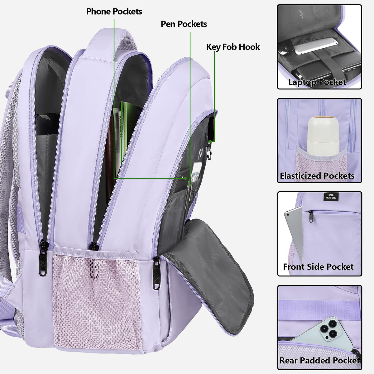 MATEIN Travel Laptop Backpack, Work Bag Laptop Bag, Rucksack for Men Work