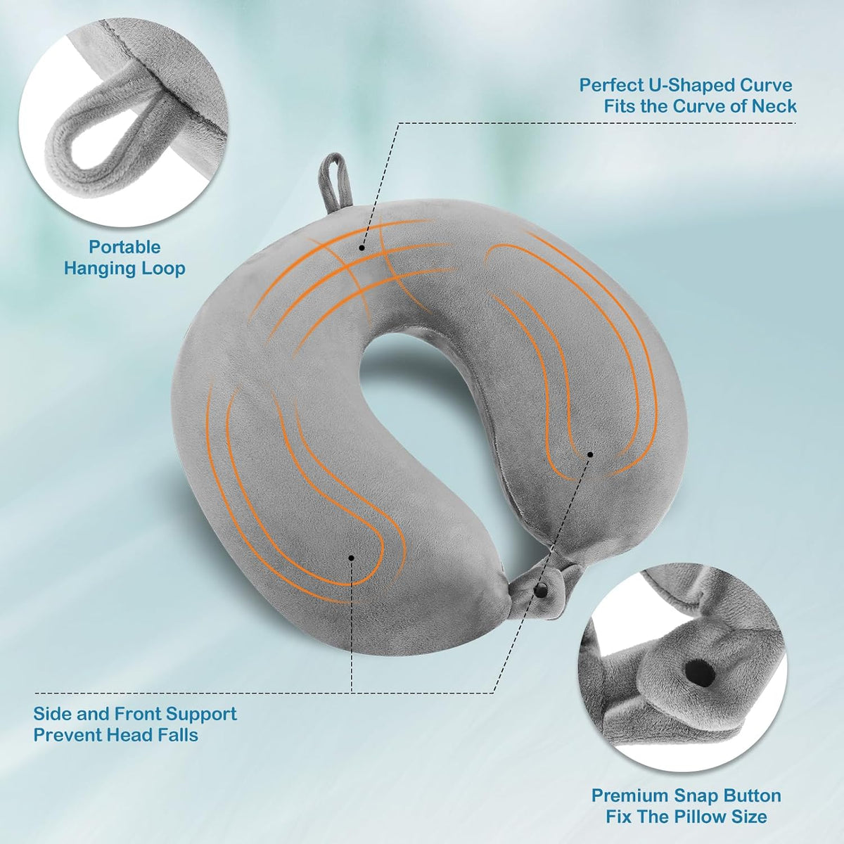 Cirorld Inflatable Travel Pillow, Blow up Neck Pillow for Travel, Lightweight Inflatable Travel Pillow for Airplane with Eye Mask and Earplugs—Travel Essentials for Flying, Grey