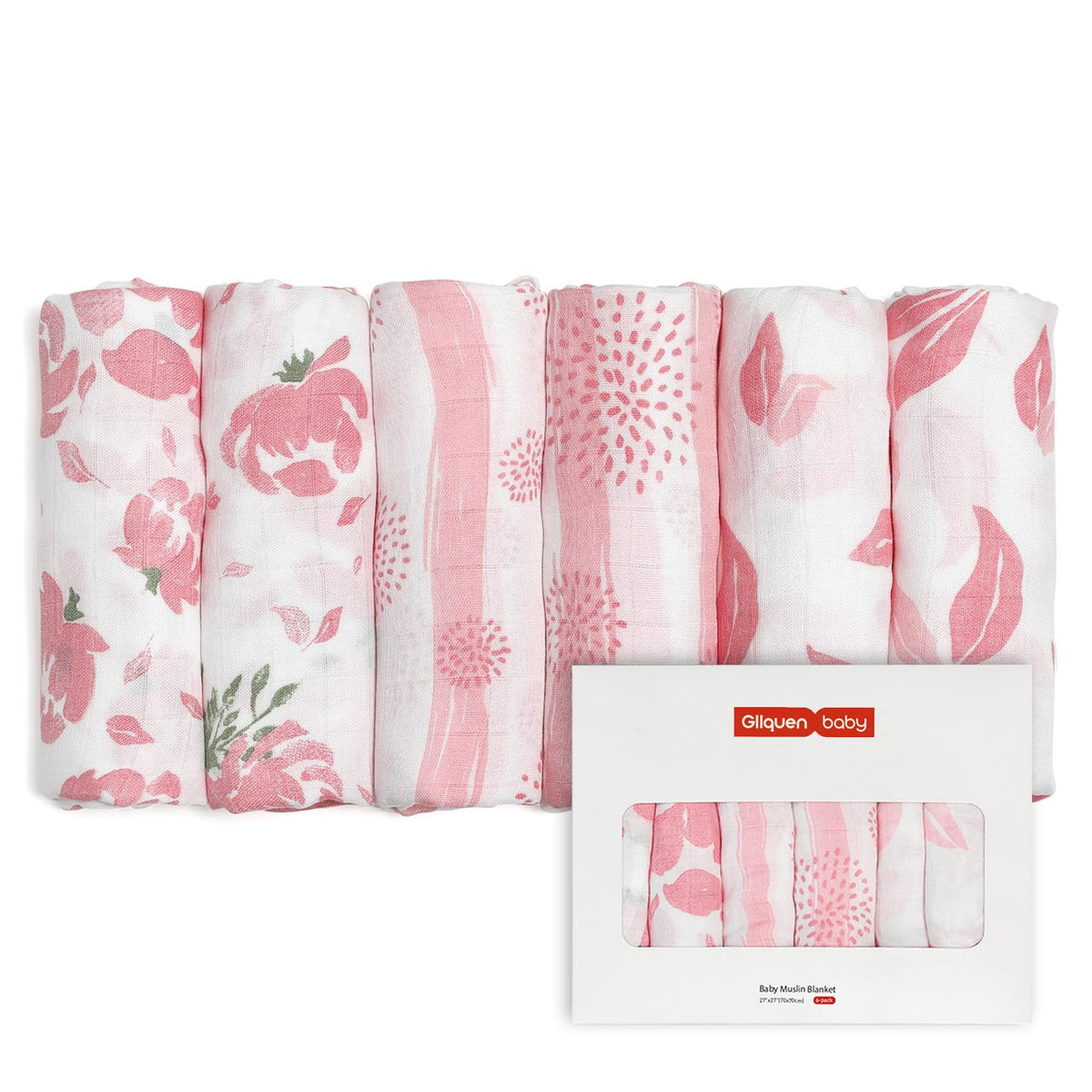 GLLQUEN BABY Muslin Squares Cloth for Baby 6pack 70cm x 70cm