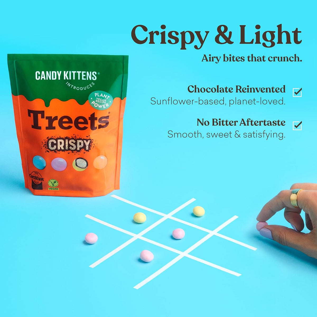 Candy Kittens Treets Rice Crispy Vegan Chocolate Snack, 120g, 1 Pack