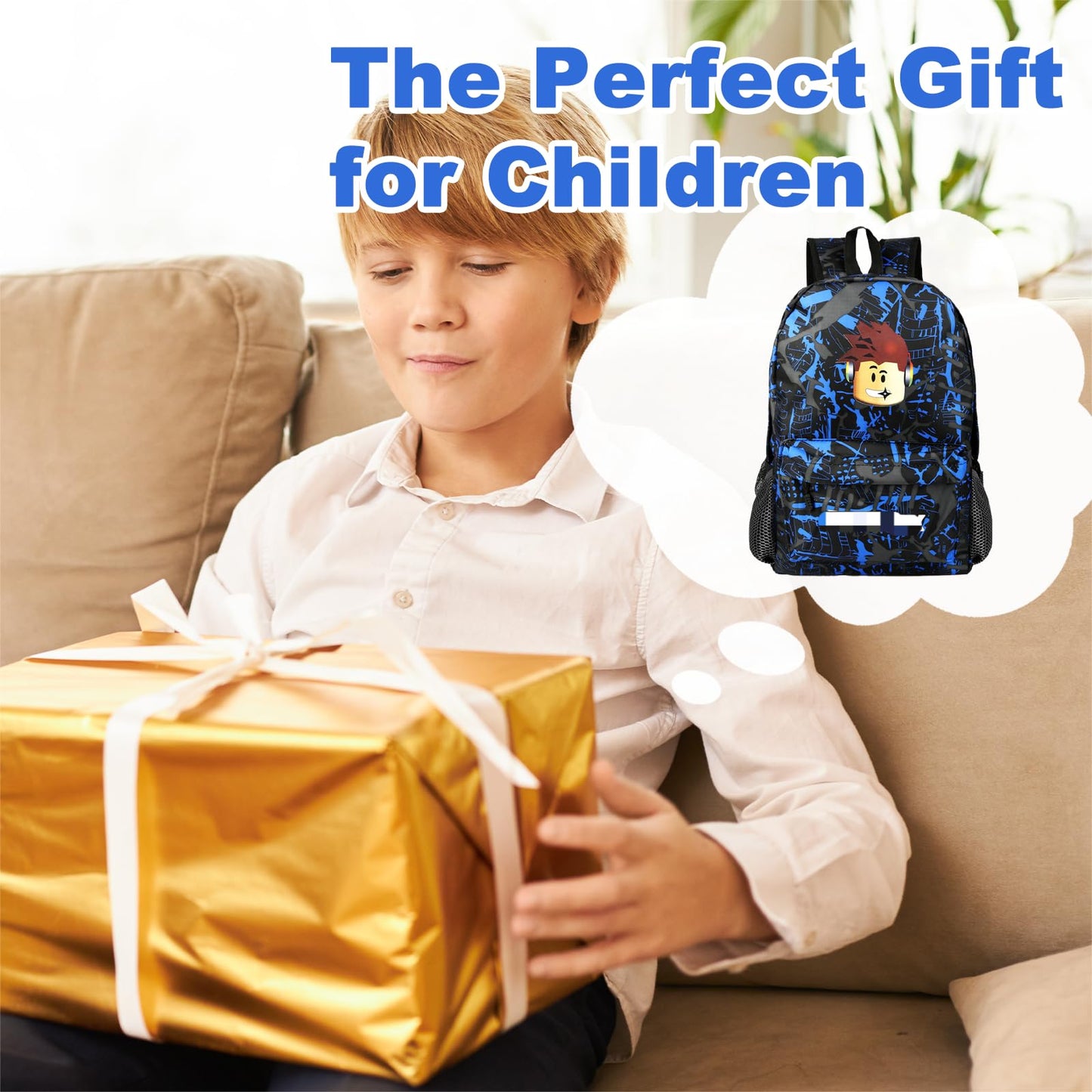 yumcute De-mn Backpack Kids, Teen Game School Bags, Children Primary Schoolbag, Children's School Backpack, 17 Inch Large Capacity Travel Rucksack Waterproof Boys Girls Book Bags for Aged 3-12 Years