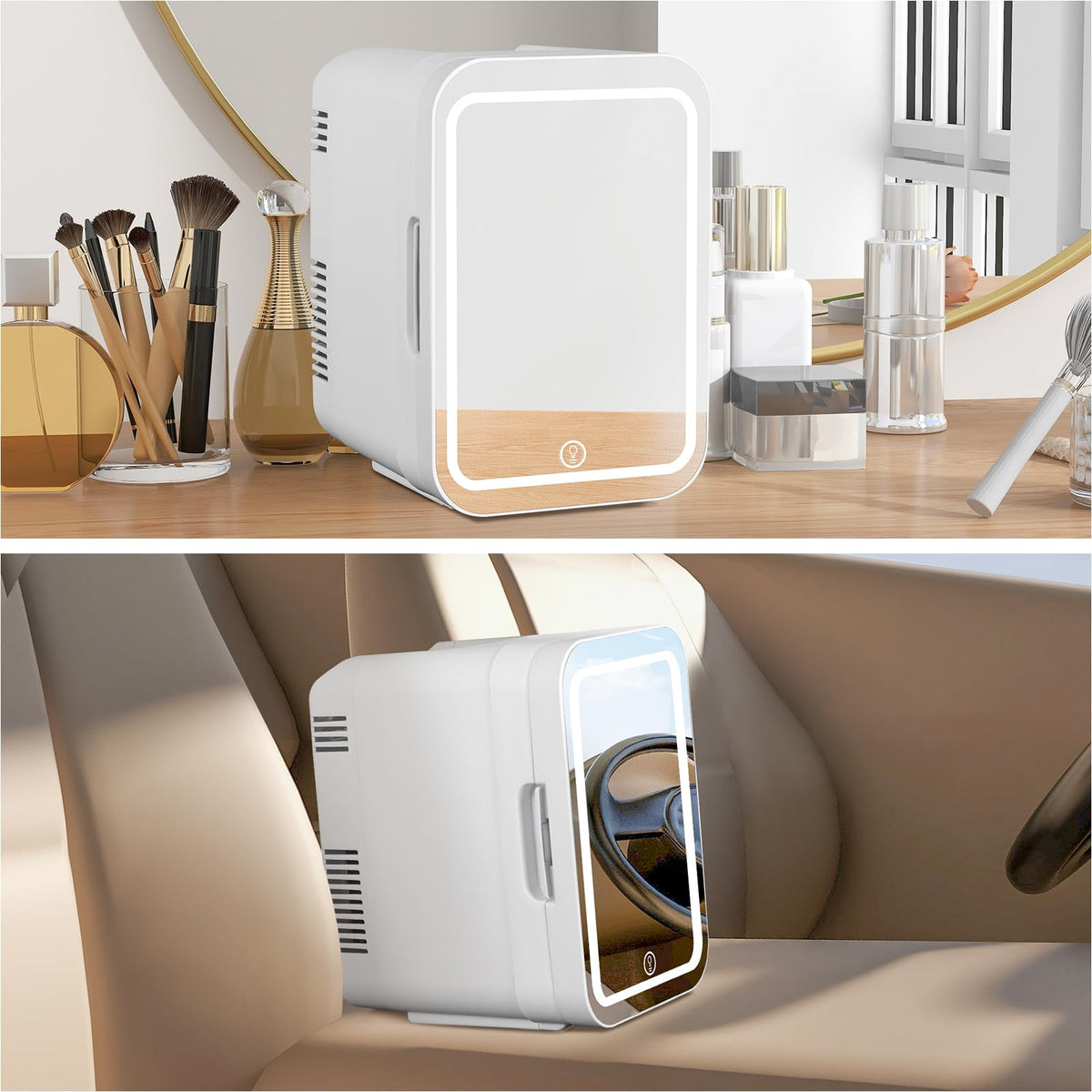 ARTETHYS Mini Fridge for Bedrooms, 8L Skincare Fridge with LED Mirror