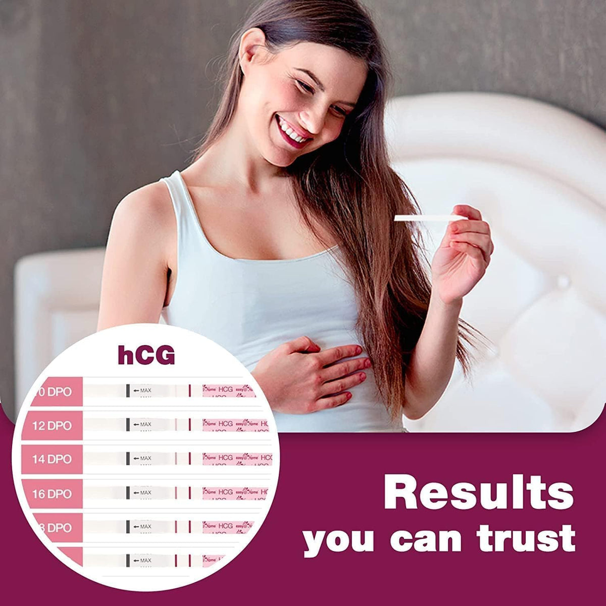 Easy@Home 20 Pregnancy Test Strips for Early Detection, Premom App Support
