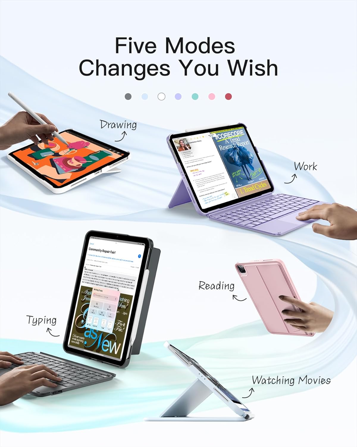 Inateck Keyboard Case with Tracked for iPad A16 11th Gen 11"/10th Gen 10.9"