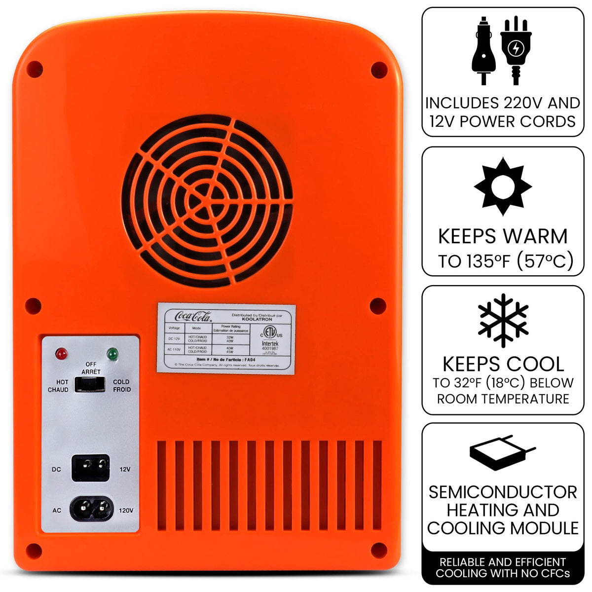 Coca Cola Polar Mini Fridge - Refrigerator for Bedroom Skincare Office, Portable Table Top Beverage Cooler, 12V DC/220V AC Refrigerador For Drinks, Soda, Wine, Use In Car, Dorm, Patio, 6 Can