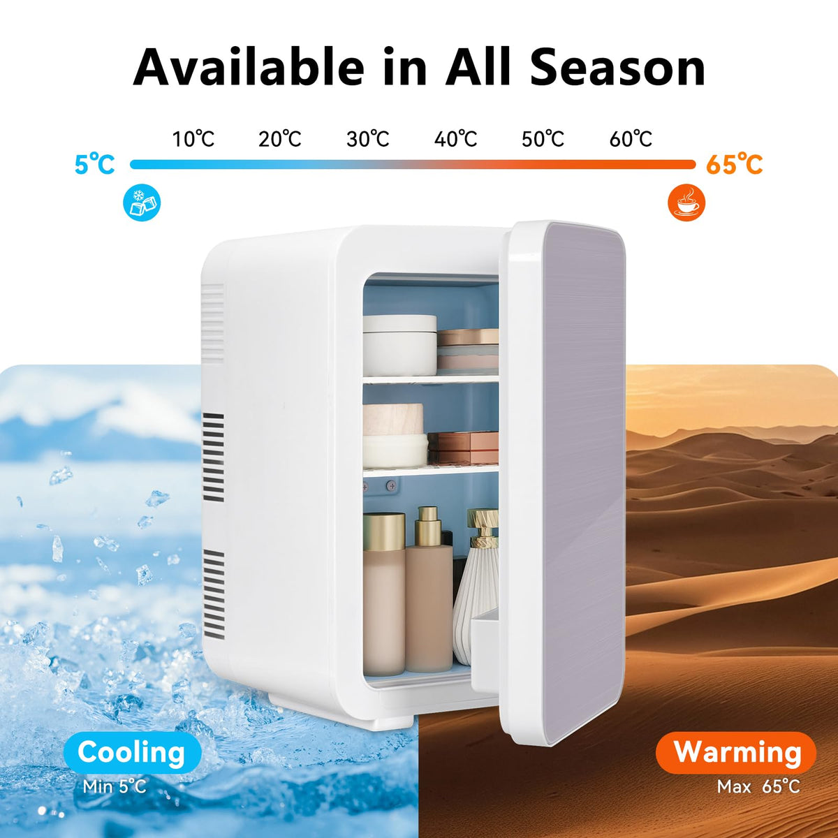 ARTETHYS Mini Fridge for Bedrooms, 10L Small Portable Car Fridges