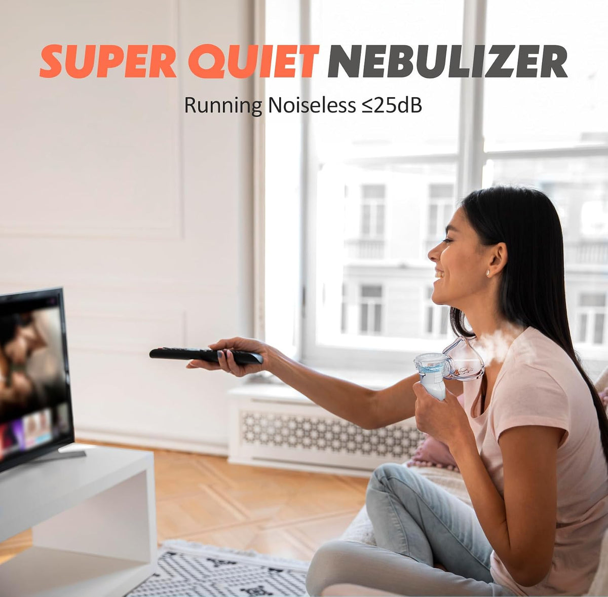 Ultrasonic Nebuliser Machine for Adults, Rechargeable Portable Nebuliser for Adults & Kids, AU YAT Silent Nebuliser for Kids with 2 Masks and Mouthpiece, Handled Nebulizer for Home-Pure White