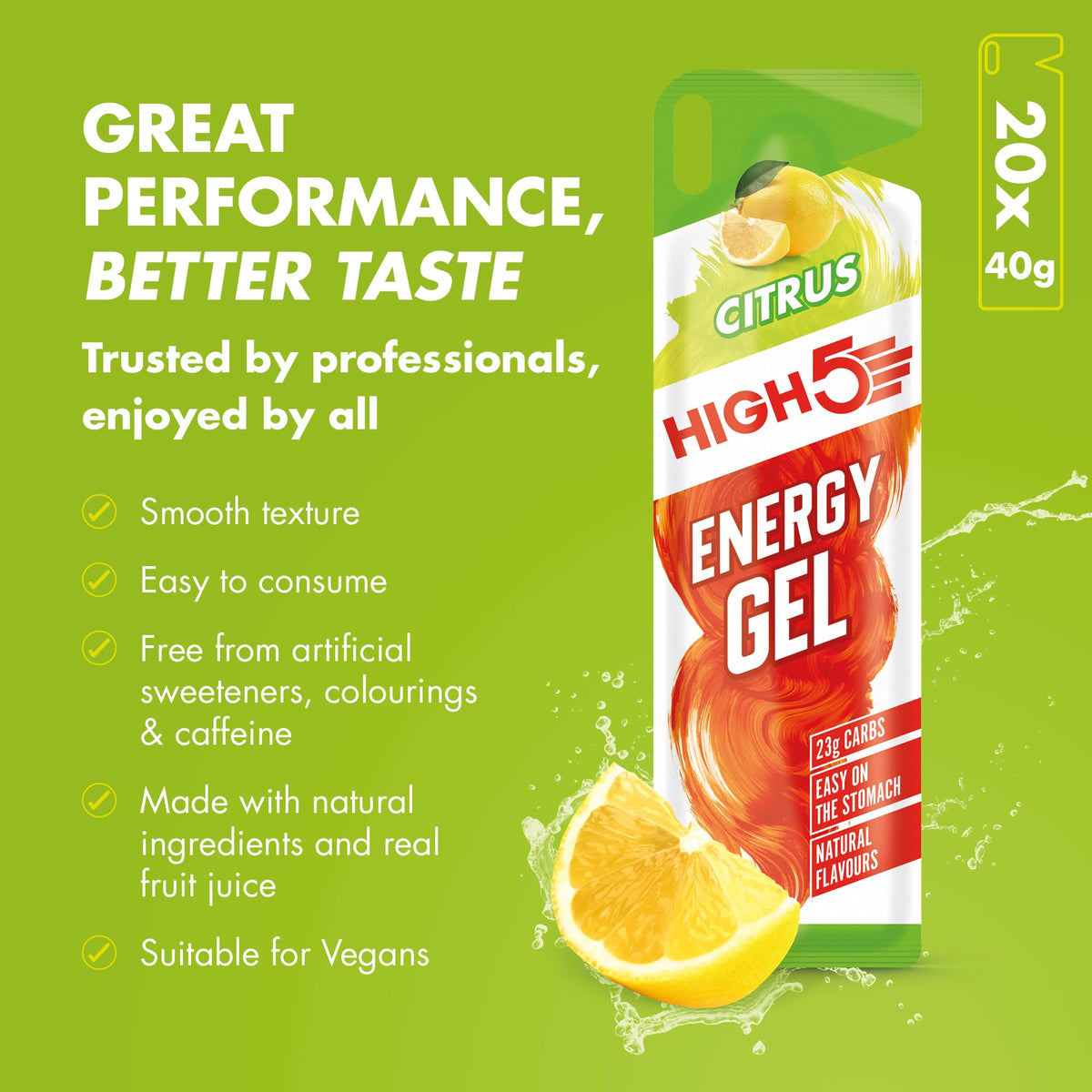 HIGH5 Energy Gels, Running Gel for Fast & Sustained Energy, Mixed, 8 x 40g