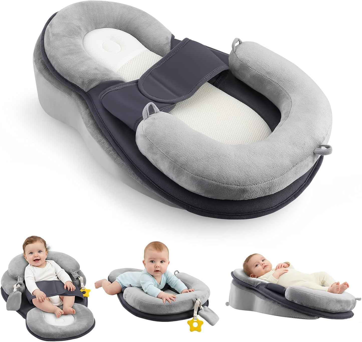 Nursing Pillow for Breastfeeding Moms, Multifunctional Baby Feeding Pillow with Adjustable Safety Strap, Feeding Support Pillow for Newborn Bottle Feeding (3)