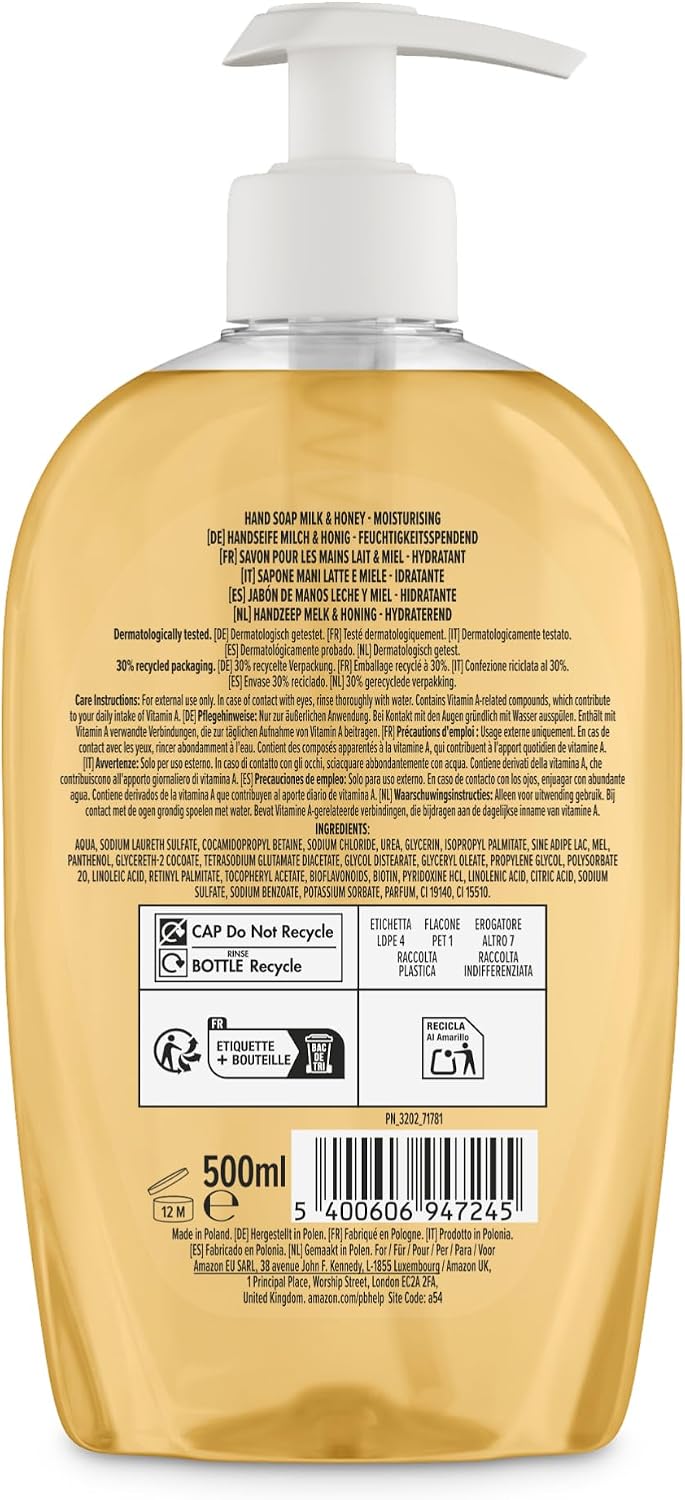 by Amazon Milk & Honey Hand Soap, 4 x 500ml