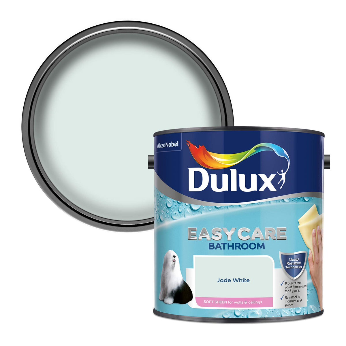 Dulux 5275836 Easycare Bathroom Soft Sheen Emulsion Paint For Walls And Ceilings - Mossy Stone 2.5L