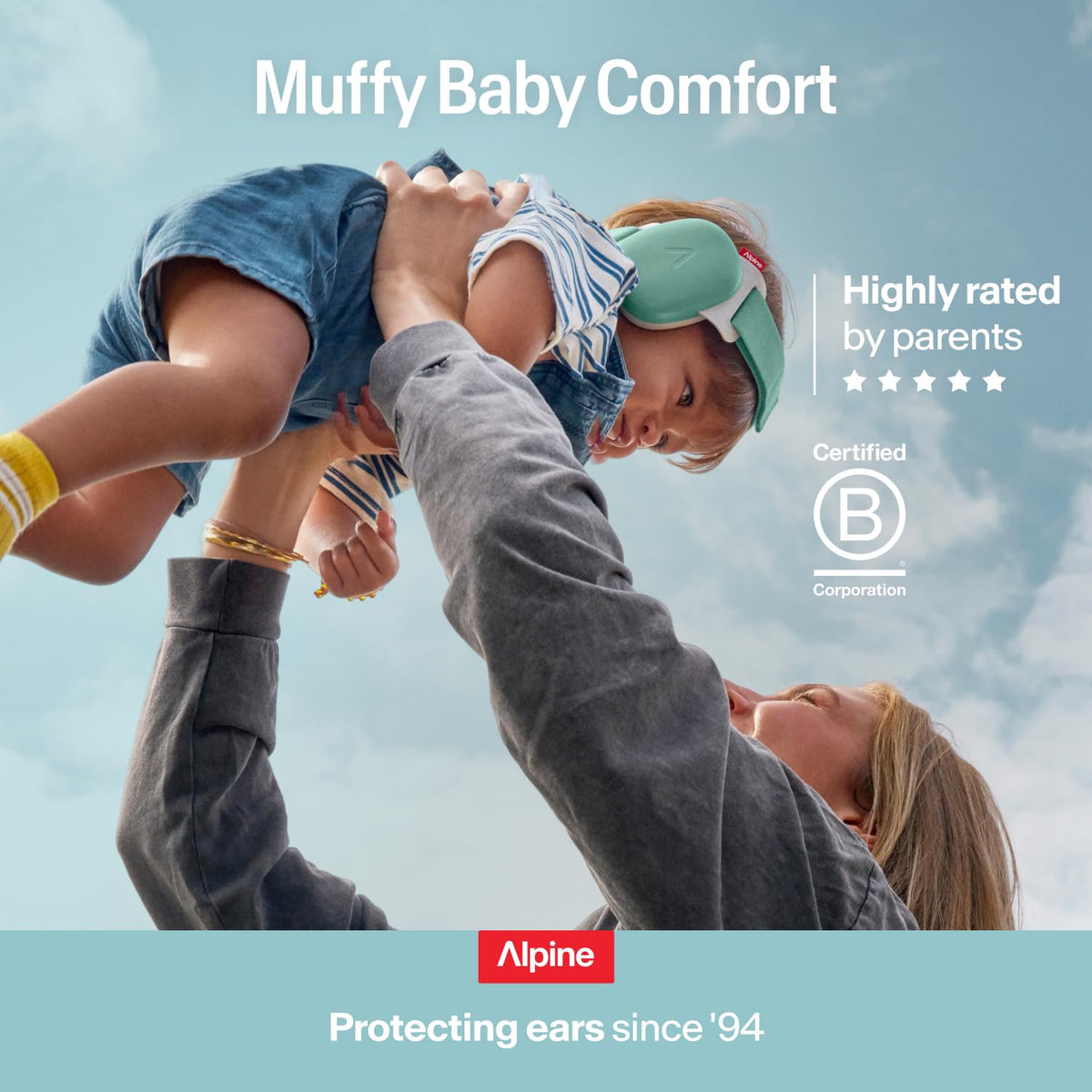 Alpine Muffy Baby Comfort Ear Defenders, Adjustable up to 48 months, Green