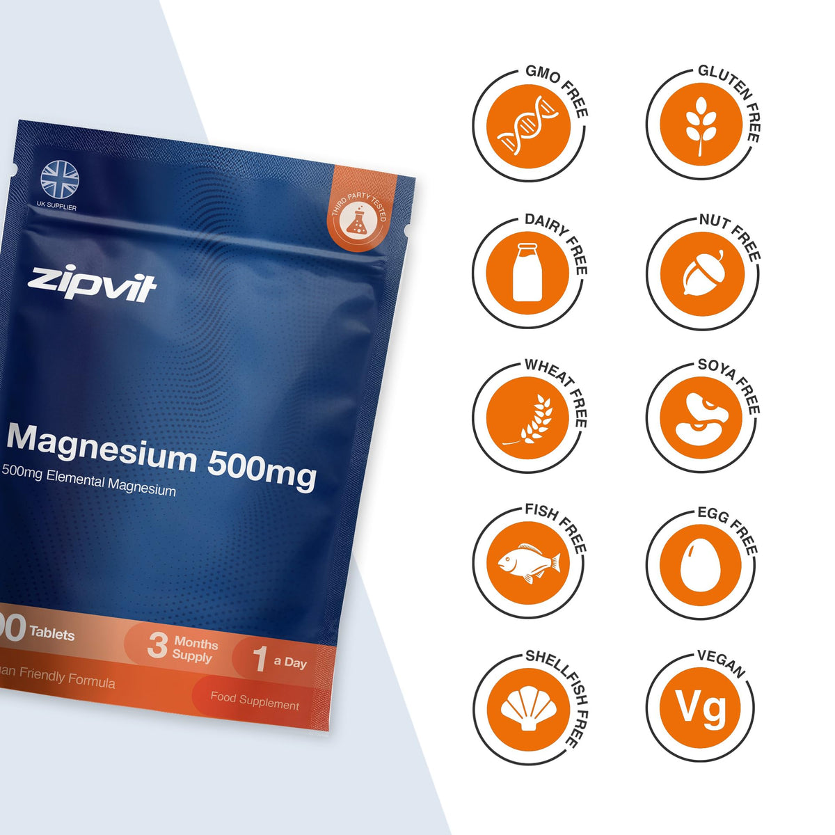Zipvit Magnesium Glycinate 2000mg with Vitamin B6, 120 Tablets - Vegan