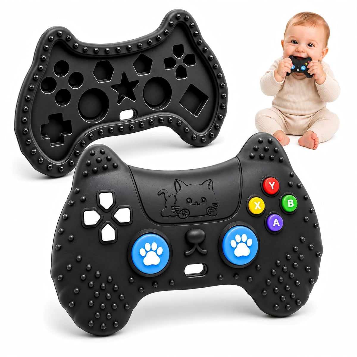 AiTuiTui Baby Teether for Teething Relief Baby Toys 0 3 6 9 12 Months, Sensory Silicone Remote Control Baby Teether Toy for Babies Newborn Infant Boy Girl Autism Toys for Baby Gifts
