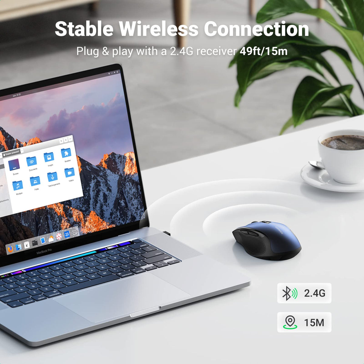 UGREEN Wireless Mouse, 40dB Silent Computer Mouse, Ultra-long Battery Life