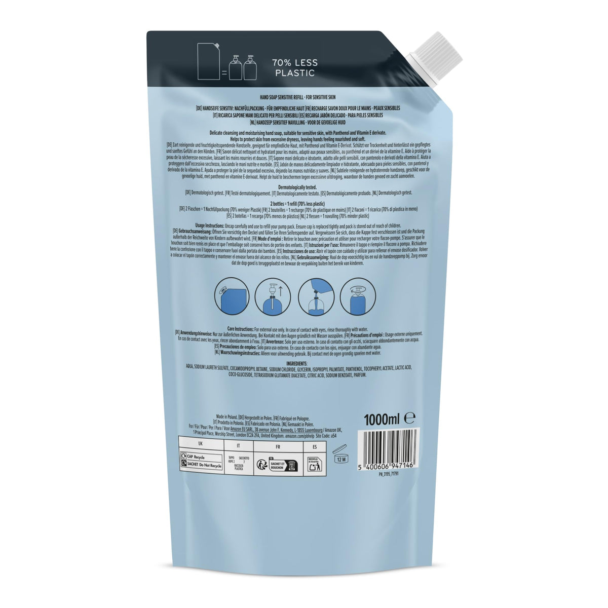 by Amazon Milk & Honey Hand Soap Refill, 2 x 1000ml