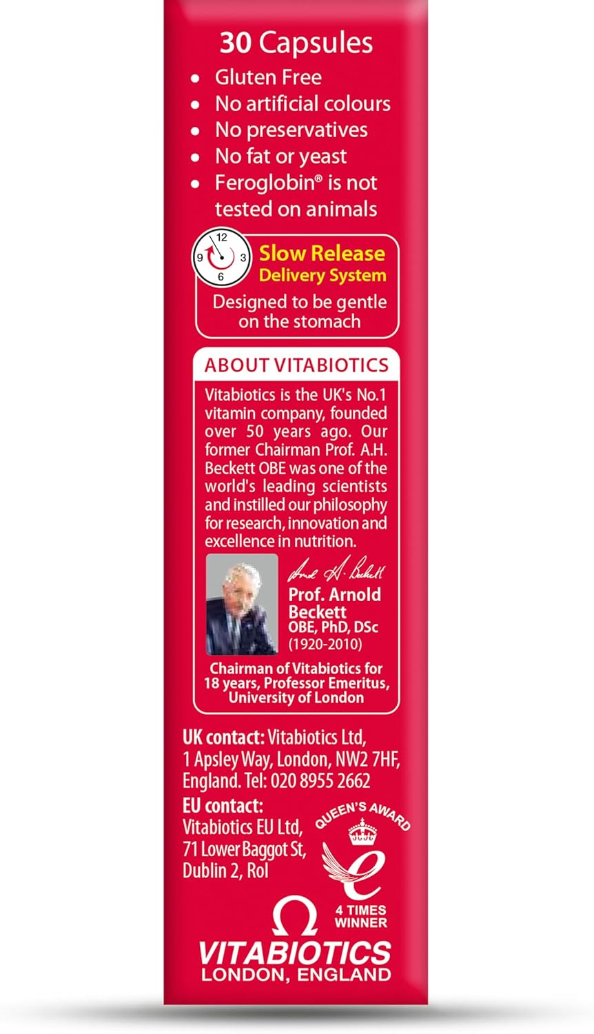 Feroglobin Iron Supplement Capsules Support Iron Defficiency, Anemia and Blood Formation, Boost Energy, Immunity and Vitality While reducing Fatigue and Tiredness