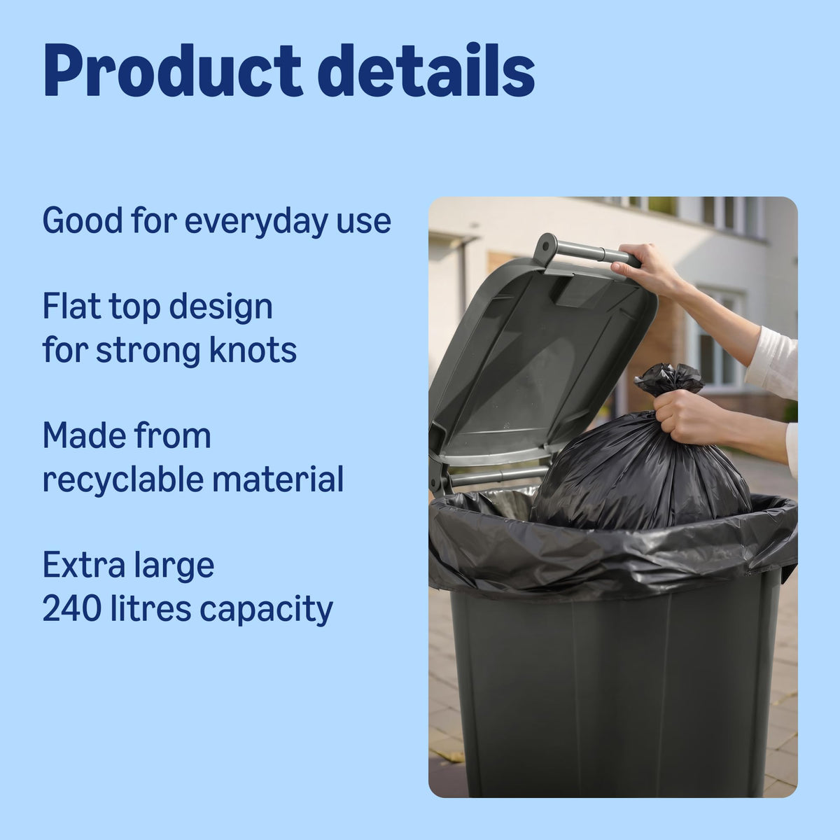 by Amazon Bin Liners with Carry Handles, 25 Litre, Transparent, 30 Count