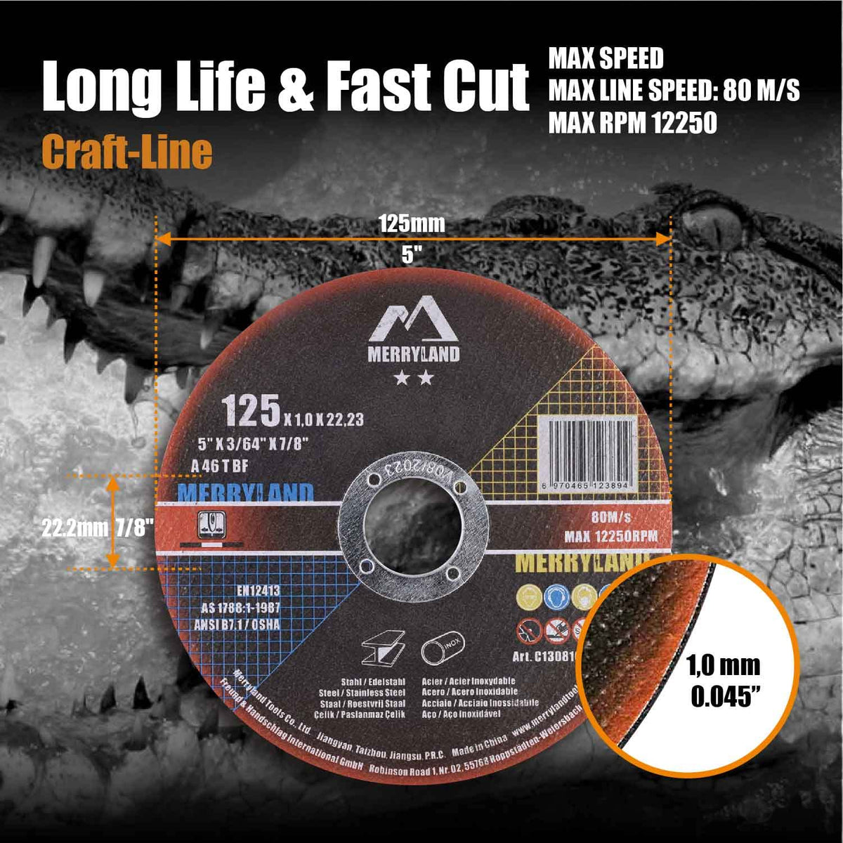 Merryland 50 Pack Cut Off Wheel 115 mm Cutting Metal Steel Craft-Line