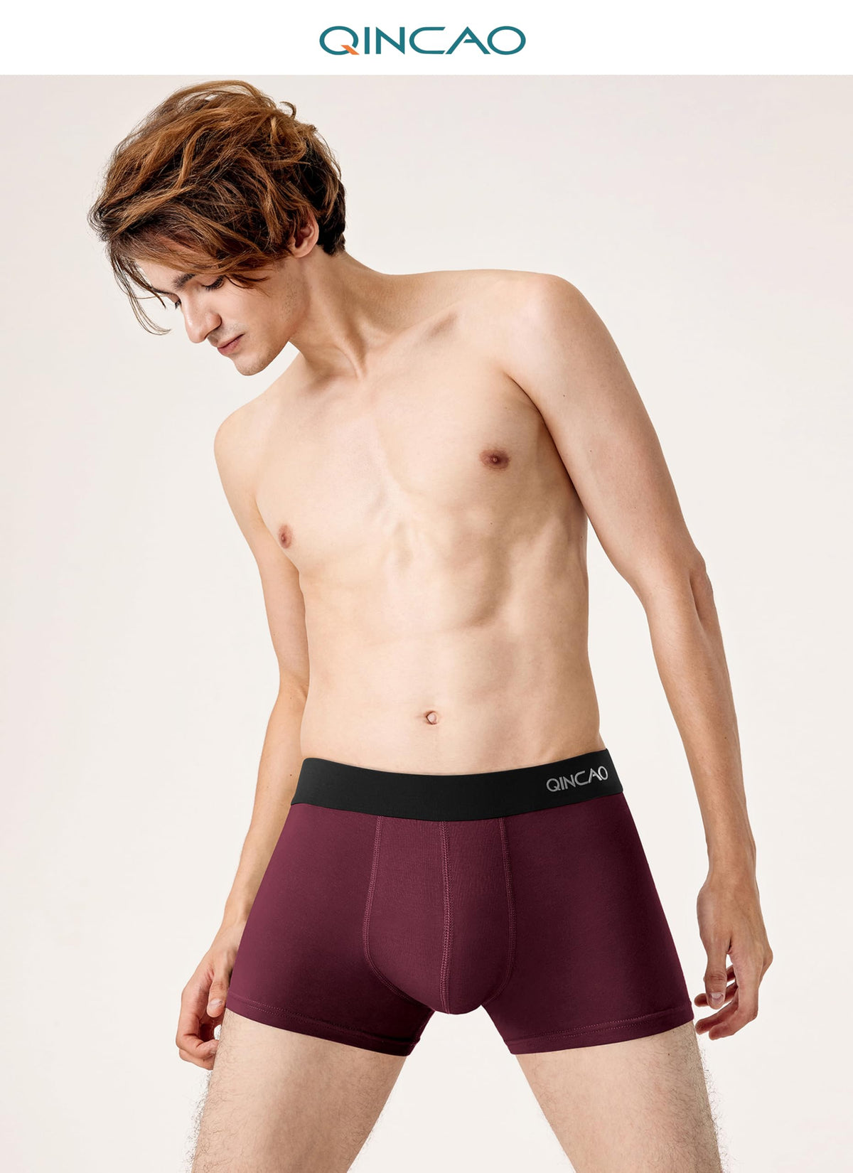 QINCAO Mens Boxers Briefs 6 Pack Combed Cotton Tagless Soft & Slim Fit