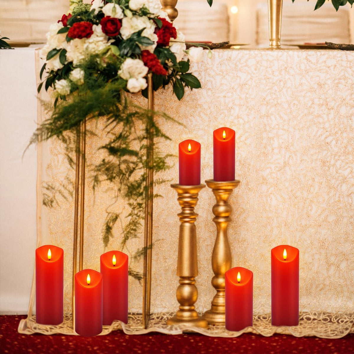 LIVEN Flickering Flameless Candles Battery Operated with Remote,Led Pillar Candles with Realistic Moving Wick Candles for Halloween,Christmas,Home Decor Pack of 12 (D2.2 xH 5" 6" 7")(White)