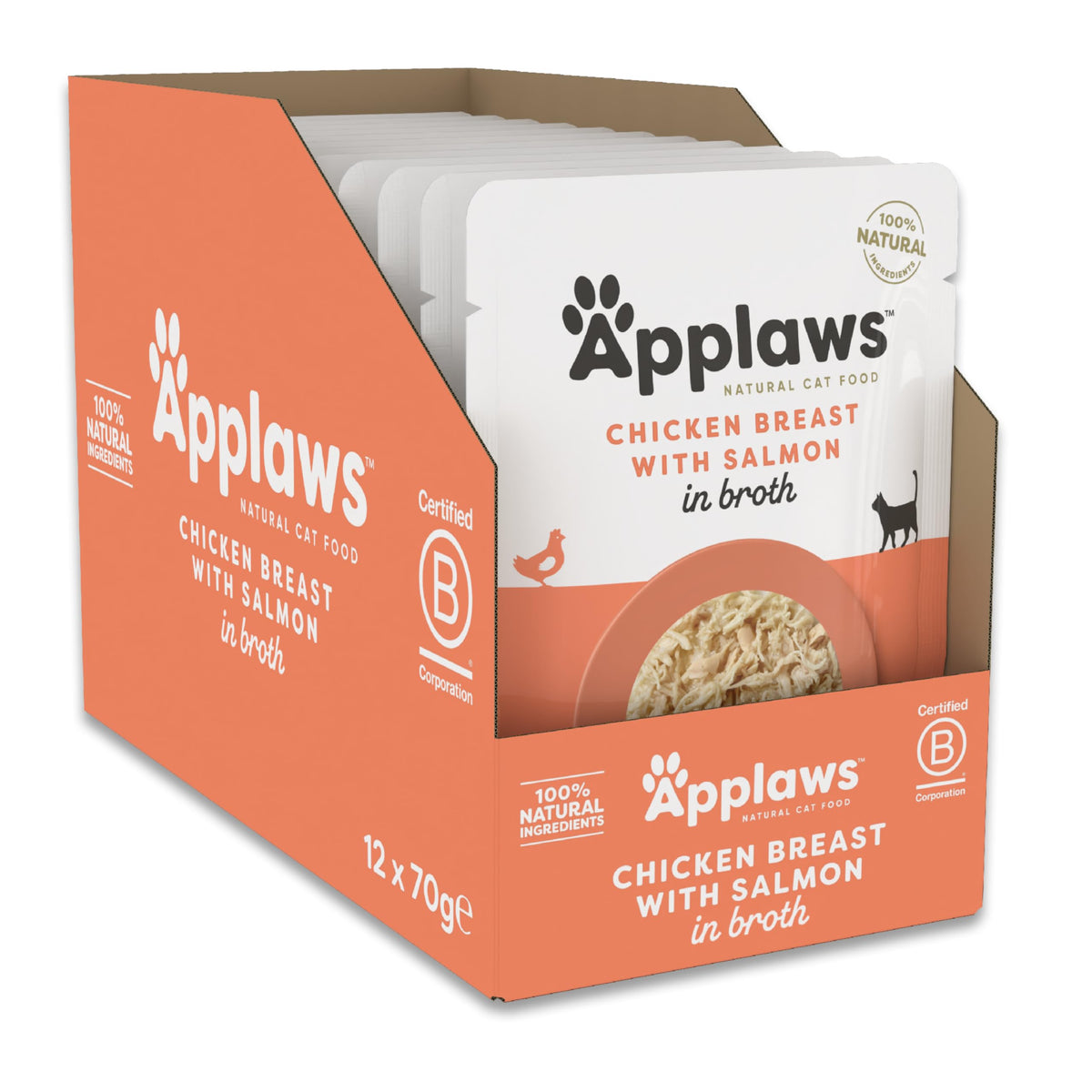 Applaws 100% Natural Wet Cat Food, Pouch Multipack Fish Selection in Broth, 70 g (24 x 70g) Pouches