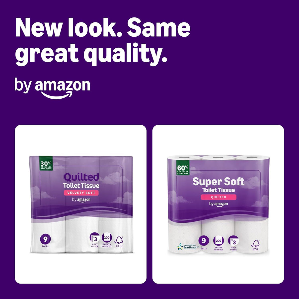 by Amazon Super Soft Toilet Tissue, 3-ply, 9 Rolls (1 Pack of 9), 200 Sheets per Roll
