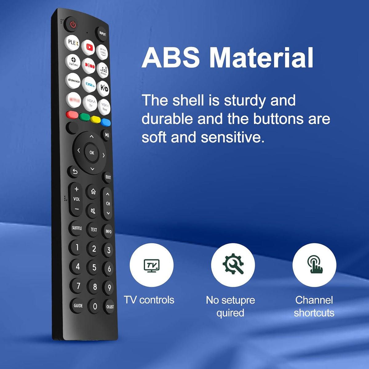 Replacement Hisense TV Remote Control for Hisense VIDAA 4K UHD FHD QLED LED LCD HDTV Smart TV Remote Replacement with 12 Shortcut Buttons, No Setup Required