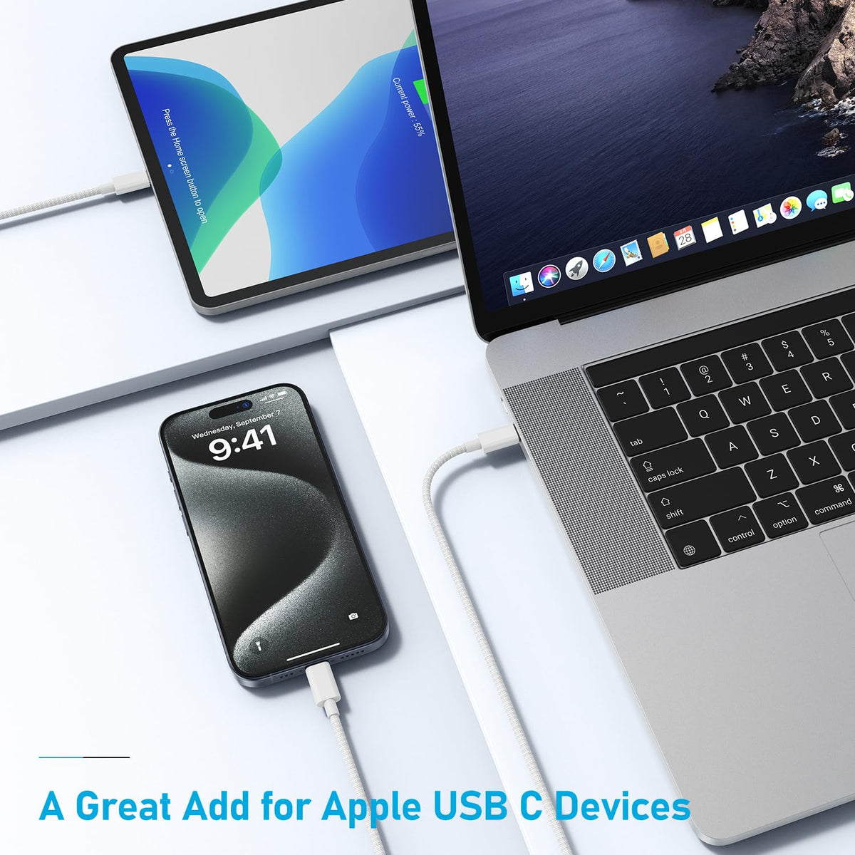 USB C Charger Cable, 2Pack 2M Braided iPhone Cable USB C to C Fast Charging for Apple iPhone 17 16 15 Pro Max Pro Plus, for iPad Pro/Air/Mini, for MacBook Air/Pro, for Samsung Galaxy Series and more