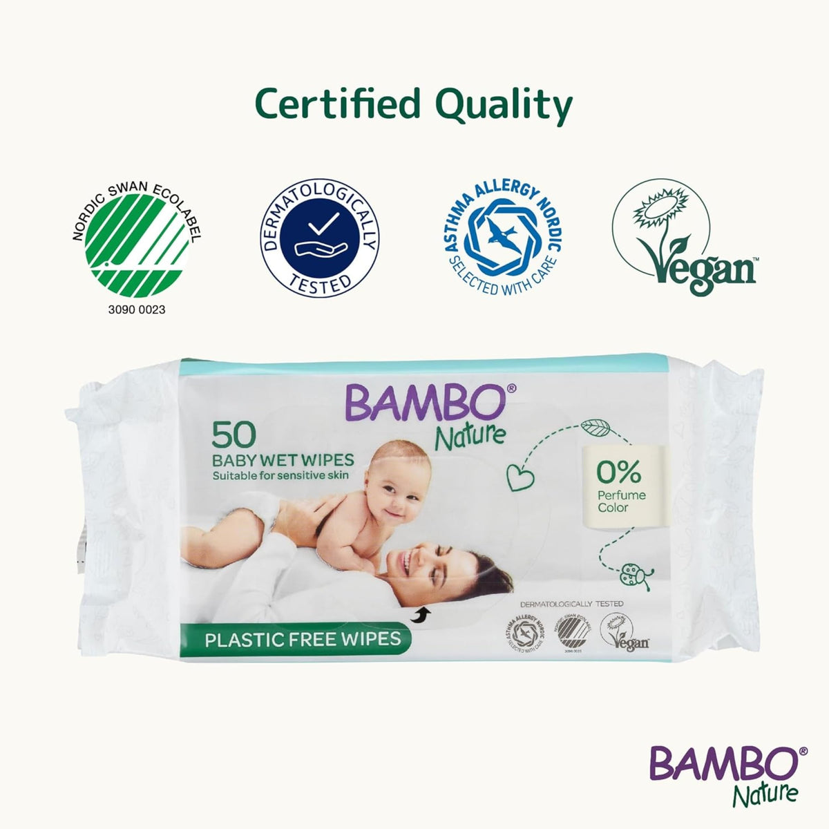 Bambo Nature Aqua Wet Wipes, 1 Pack (52 Wipes), 99% Water, Sensitive Skin Safe, Extra Soft Baby Wipes with 100% Veocel Viscose, Irritation Free for Delicate Skin, Fragrance Free, Ideal for Daily Use