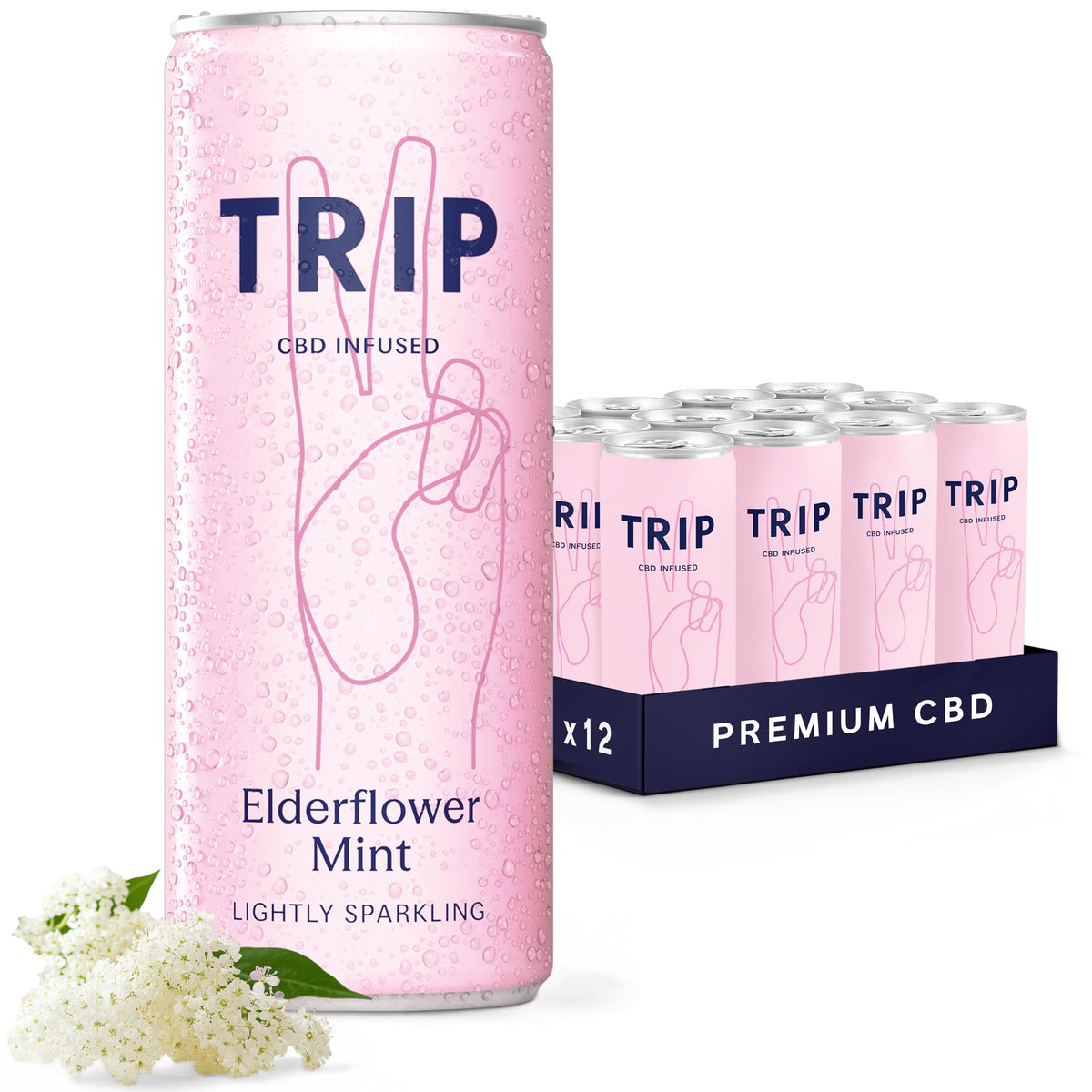 TRIP Sparkling Drink, Low Calorie, Vegan, Peach Ginger, 12 pack