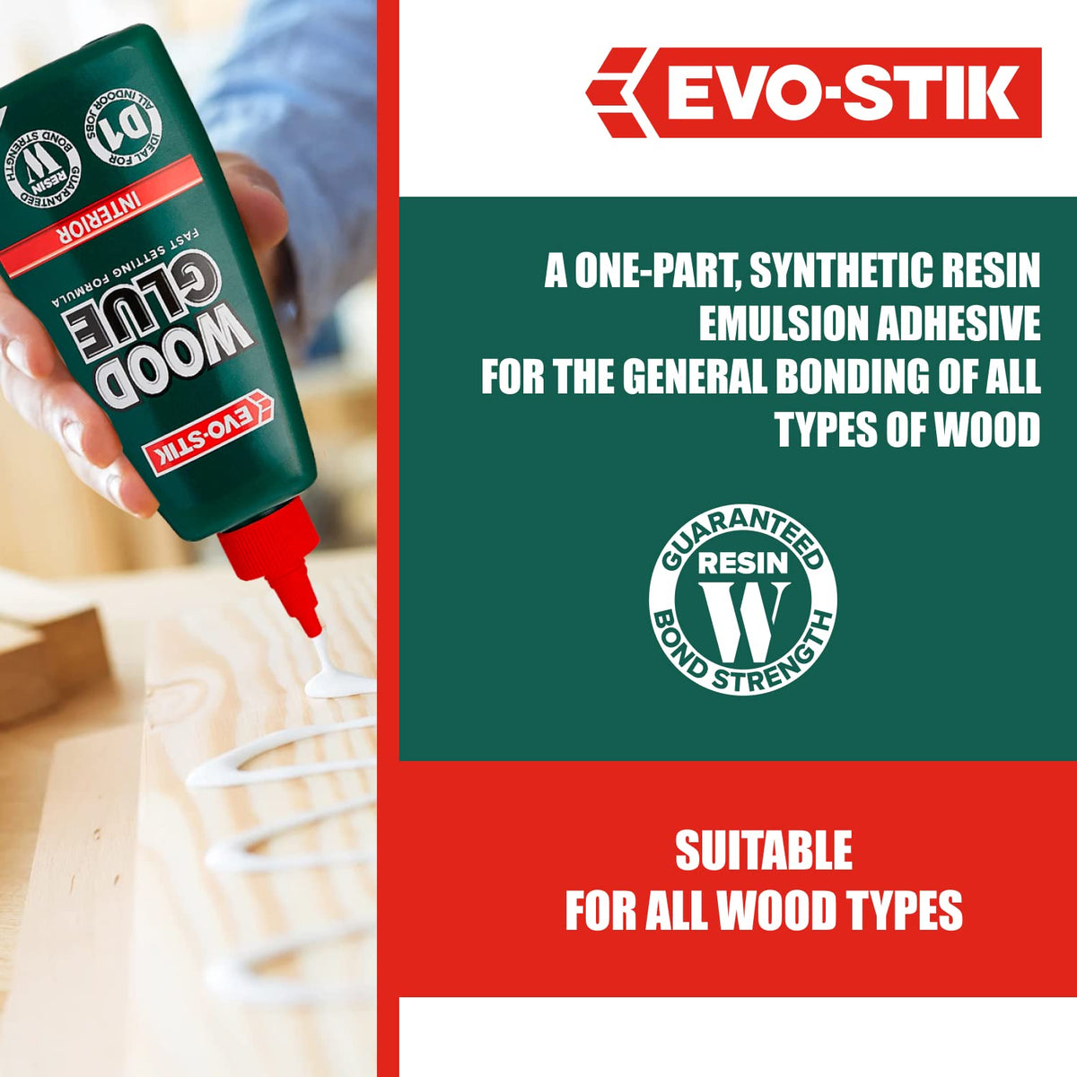 EVO-STIK Wood Glue 500ml - Interior - Extra Strong - Fast Setting Glue