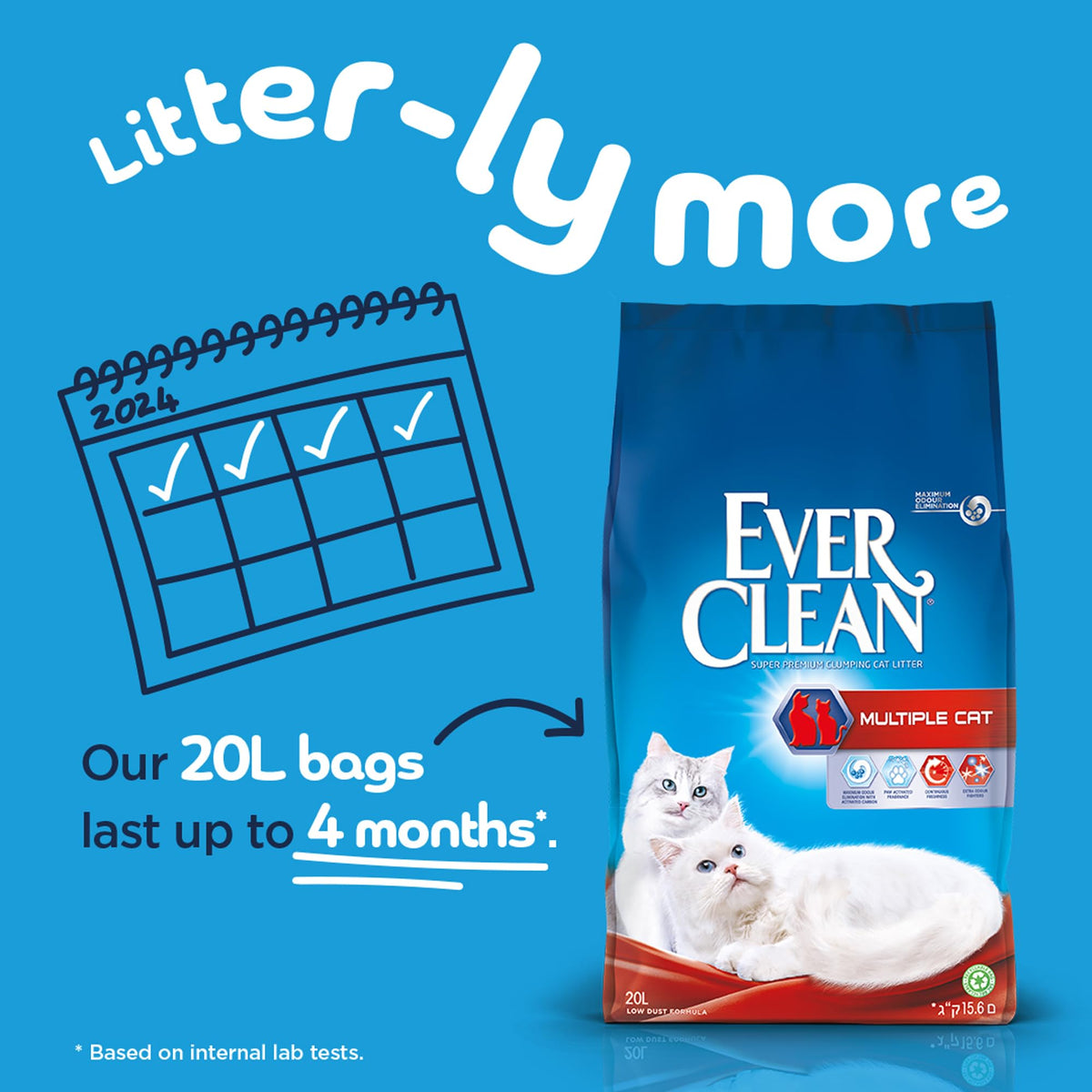 Ever Clean Clumping Cat Litter, Multiple Cat, Scented for long-lasting freshness, Unbeatable Clumping Strength, 10L