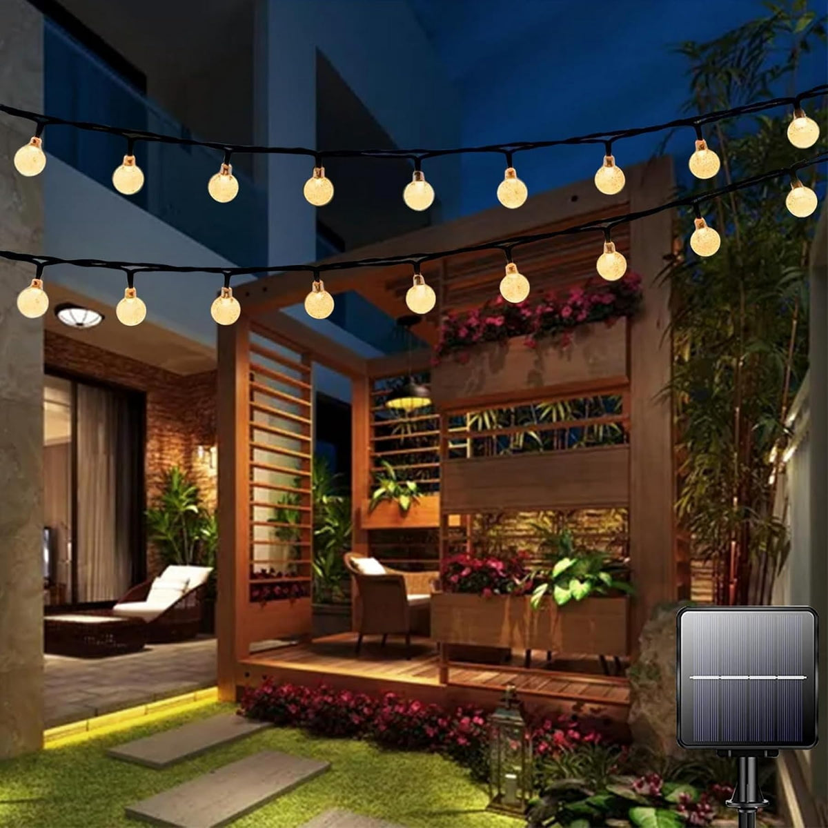 Lezonic Solar String Lights Outdoor, 50LED 7M/23Ft Solar Fairy Lights