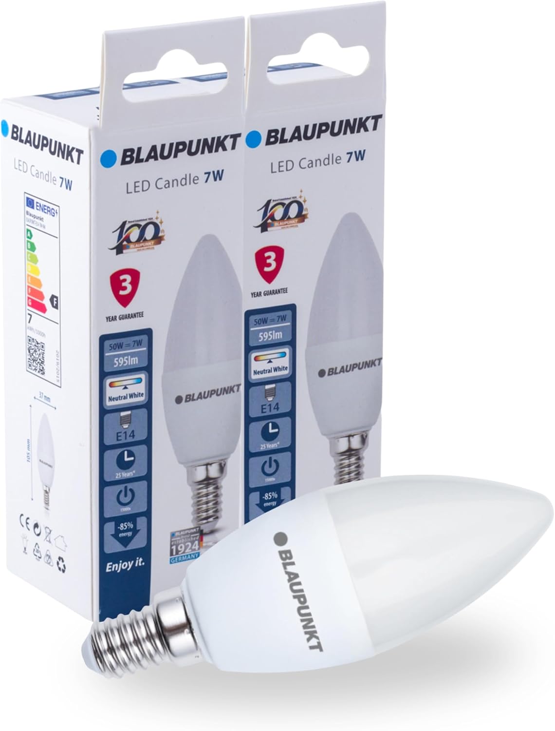 Blaupunkt E14 LED Light Bulb Candle Shape – 10W (Equivalent to 80W - 100W), 820 Lumens, 4000K Neutral White LED – Non‑Dimmable, E14 Screw Base, Energy‑Efficient Home Lighting – Pack of 1
