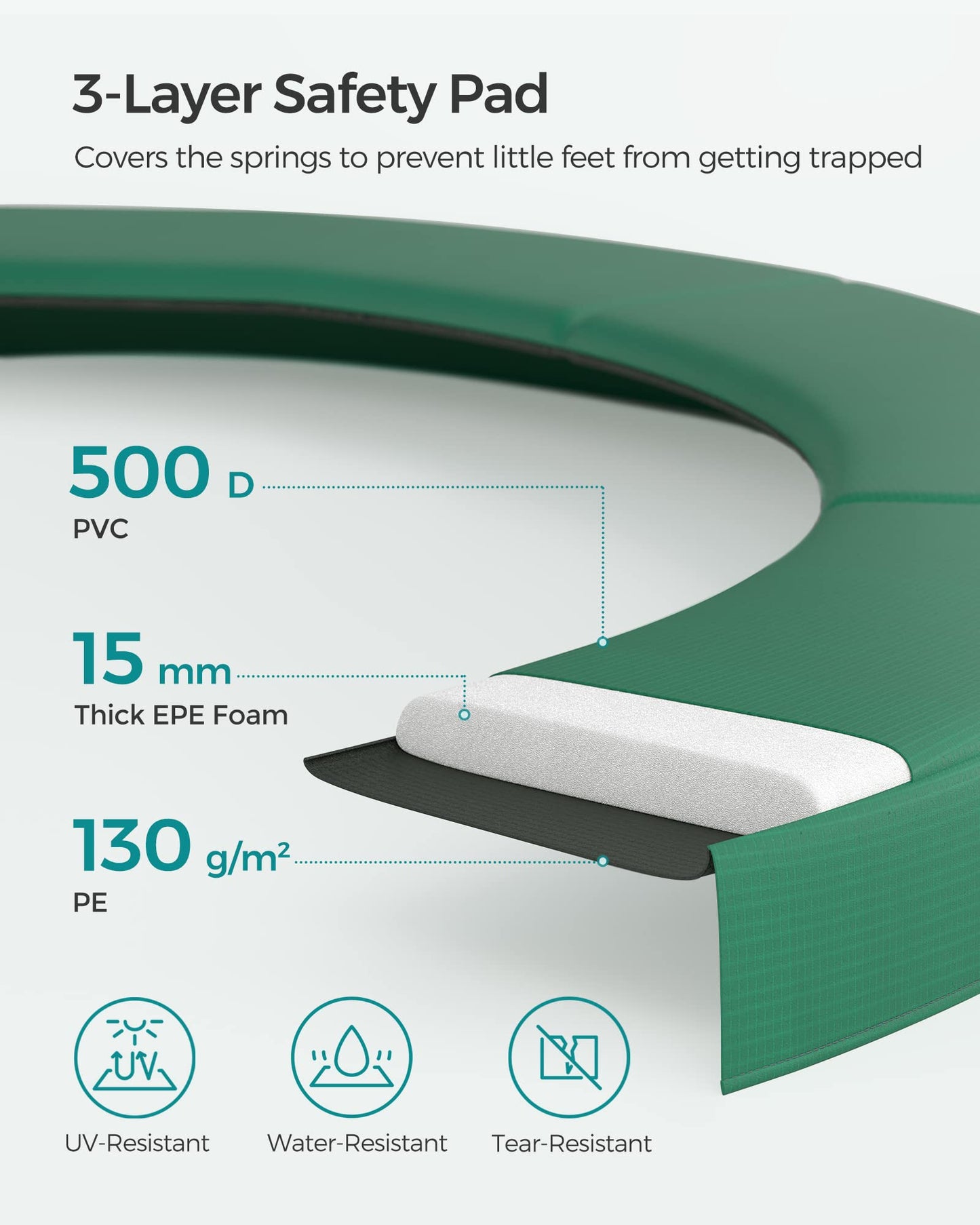 SONGMICS 10ft Children's Outdoor Trampoline with Safety Net & Ladder — Max 100 kg | 2-Year Warranty