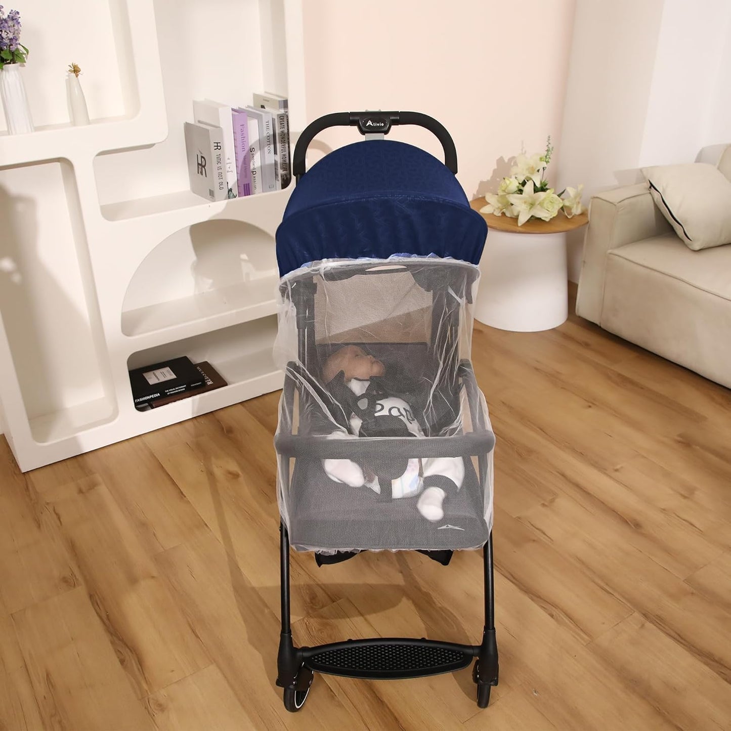 Alivio Lightweight Pushchair, Folding Baby Stroller 0-3 Years, Toddlers Travel Stroller with Mosquito Nets, Shoulder Strap, Anti-Friction & Wheels (Grey)